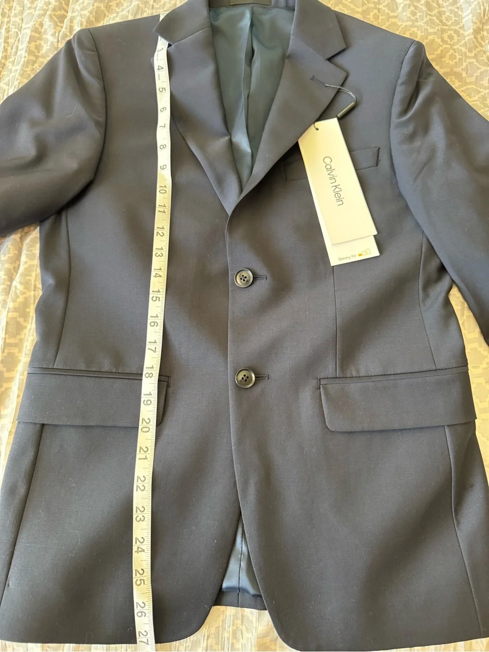 NWT Calvin Klein Men's Milo Skinny Fit Suit Jacket Navy Blue 36S Wool Blend
